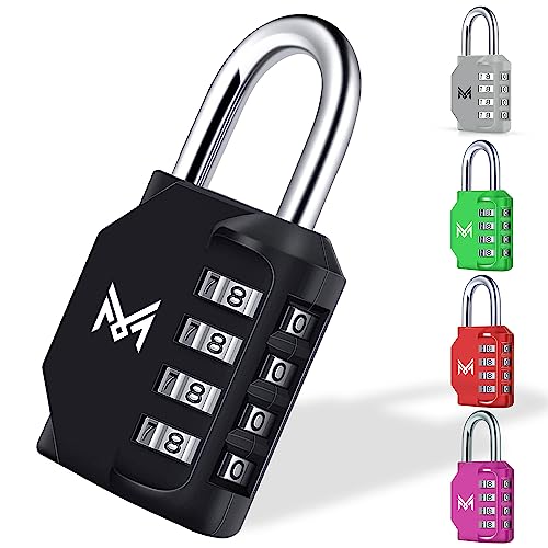 MERCURYAL Candado Combinacion - Candado Taquilla - Candados Seguridad 4 Dígitos - 1/2 UDS en Color Negro - Candado Maleta, Gimnasio, Cajones, Gym (1 Unidad, Negro)