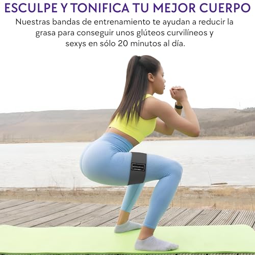 MERCURYAL Pack de 3 Bandas Elasticas Musculacion - Bandas Elasticas Gluteos - Bandas elasticas Fitness Antideslizantes - Bandas Gluteo - Cintas Elasticas Musculacion (Negro, Azul, Azul Claro)