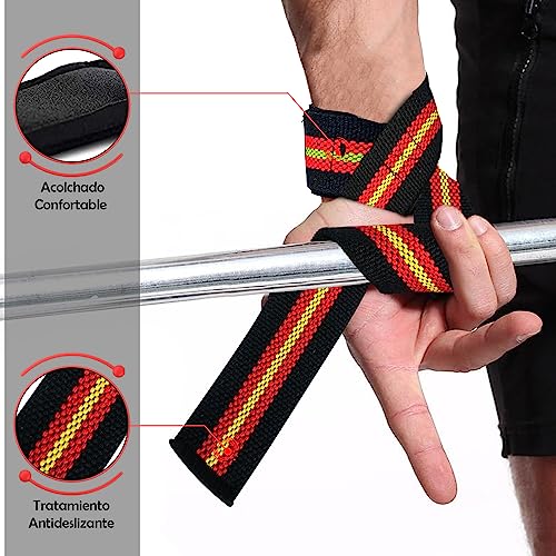 MERCURYAL Straps Gym - Nuevo Diseño Avanzado de ESPAÑA - Lifting Straps - Straps Powerlifting - Agarraderas Gym - Peso Muerto, Agarres Gimnasio - Accesorios para Gym para Hombrers y Mujeres