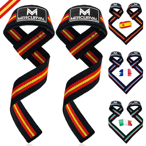 MERCURYAL Straps Gym - Nuevo Diseño Avanzado de ESPAÑA - Lifting Straps - Straps Powerlifting - Agarraderas Gym - Peso Muerto, Agarres Gimnasio - Accesorios para Gym para Hombrers y Mujeres