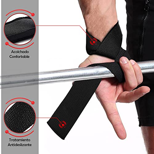 MERCURYAL Straps Gym - Straps Powerlifting - Complemento para el Gimnasio - Accesorios para Gym - Lifting Straps - Agarraderas Gimnasio - Peso Muerto (Straps Negros)