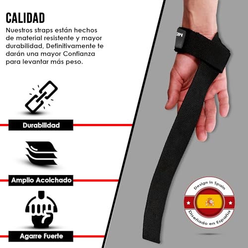 MERCURYAL Straps Gym - Straps Powerlifting - Complemento para el Gimnasio - Accesorios para Gym - Lifting Straps - Agarraderas Gimnasio - Peso Muerto (Straps Negros)