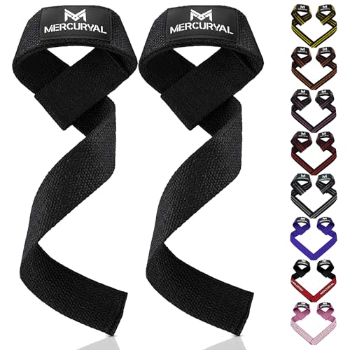 MERCURYAL Straps Gym - Straps Powerlifting - Complemento para el Gimnasio - Accesorios para Gym - Lifting Straps - Agarraderas Gimnasio - Peso Muerto (Straps Negros)