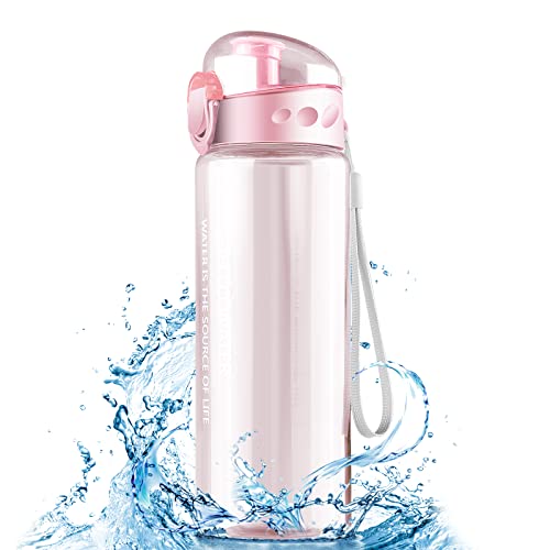 Mesybveo Botella de Agua, 780ml Botella Agua Deporte, Botella de agua Sin BPA a prueba de fugas, Una pulsación para abrir, para deporte, gimnasio, ciclismo, escuela, oficina, el camping(Rosa)