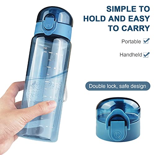 Mesybveo Botella de Agua, 780ml, Sin BPA a Prueba de Fugas, Una pulsación para Abrir, para Deporte, Gimnasio, Ciclismo, Escuela, Oficina, el Camping(Azul)