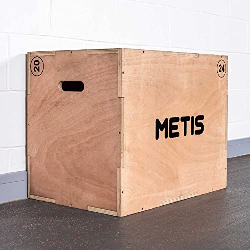 METIS Cajón Pliométrico 3-en-1 – Jump Box | Entrenamiento de Fuerza| Ejercicio al Interior | Caja de Madera de (51cm 61cm 76cm) Plyo Box