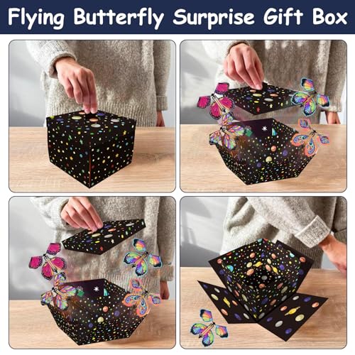 MHDUYEG Caja De Regalo Sorpresa, Cajas Sorpresa Caja Sorpresa Mariposas Voladoras Caja De Explosión Emergente Caja de Sorpresa Creativo de Regalo con Mariposas Caja Sorpresa Explosiva