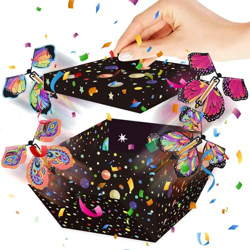 MHDUYEG Caja De Regalo Sorpresa, Cajas Sorpresa Caja Sorpresa Mariposas Voladoras Caja De Explosión Emergente Caja de Sorpresa Creativo de Regalo con Mariposas Caja Sorpresa Explosiva