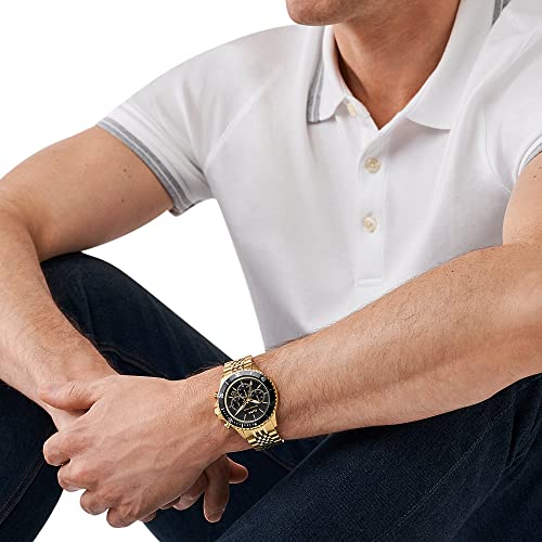 Michael Kors Reloj para Hombre Bayville, movimiento cronógrafo de cuarzo, caja mixta dorada de 44 mm con correa de acero inoxidable, MK8726