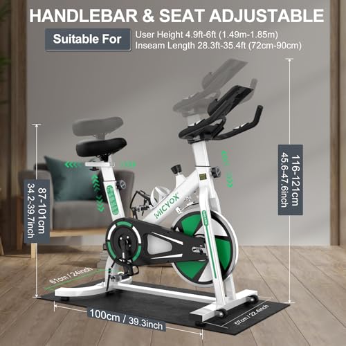 Micyox MX87 Bicicleta Estática Magnética Bicicleta de Ciclismo Interior con Volante de Inercia de 12kg, Sensor de Pulso, Bicicletas Estacionarias Silenciosas para Hogar