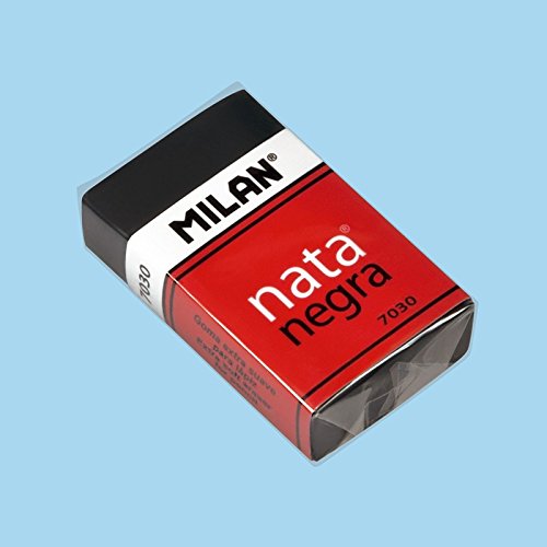 MILAN® Caja 30 gomas de borrar rectangulares nata® negra 7030 con faja de cartón y celofán