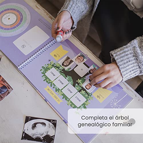 MIMUSELINA Álbum Embarazo 9 Meses "Y entonces llegaste tú" con Boli - Libro Álbum Embarazada para Fotos Recuerdo y Pensamientos - Diario de Embarazo Original con Gestograma y Stickers inclusivos