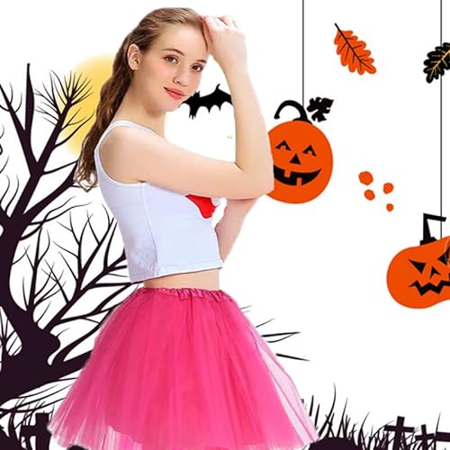 mini kitty Tutu Falda para Mujer Faldas de Tul Elástico 4 Capas Disfraces de Ballet Bail Tutus Niña para Halloween Fiesta Costume Carnaval Bailarina (Rosa)