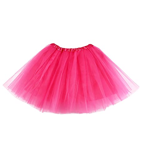 mini kitty Tutu Falda para Mujer Faldas de Tul Elástico 4 Capas Disfraces de Ballet Bail Tutus Niña para Halloween Fiesta Costume Carnaval Bailarina (Rosa)