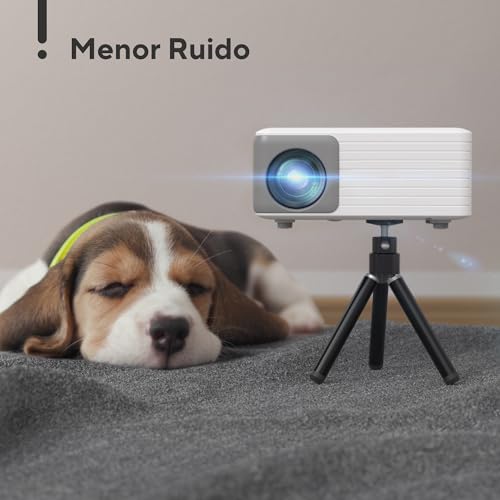 Mini Proyector Portátil con Tripode, 6500 Lumens Videoproyector Soporta HD 1080P, AKIYO Proyector Portátil Cine en Casa, para Movil/Teléfono/PC/PS4/TV Stick/HDMI, Regalo para Niños