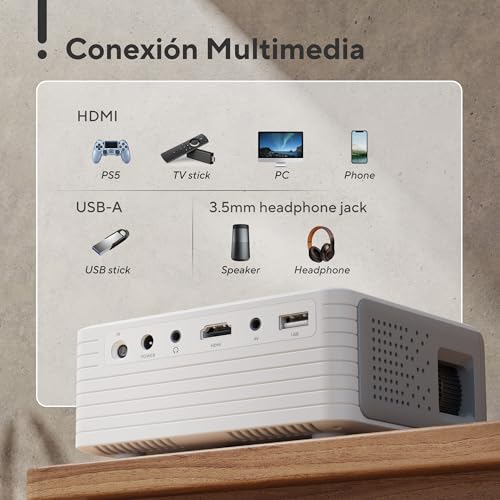 Mini Proyector Portátil con Tripode, 6500 Lumens Videoproyector Soporta HD 1080P, AKIYO Proyector Portátil Cine en Casa, para Movil/Teléfono/PC/PS4/TV Stick/HDMI, Regalo para Niños