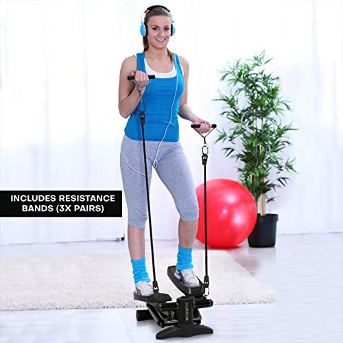 Mini Stepper & Escaladora - con Juego de Bandas de Resistencia - Monitor Incorporado por Nordic Lifting (Negro)