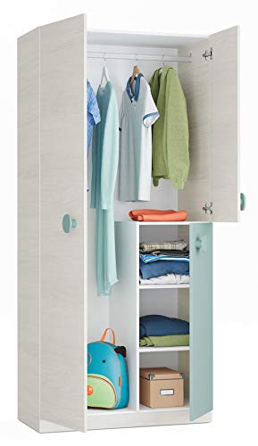 Miroytengo Pack Completo Habitación Juvenil en Color Verde y Blanco Alpes Muebles Dormitorio Infantil con Somier Incluido