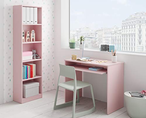 Miroytengo Pack Muebles Estudio Juvenil Infantil I-Joy en Color Rosa Habitación Dormitorio con Estilo Moderno (Escritorio + estantería)