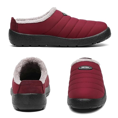 Mishansha Zapatillas de Estar por Casa Mujer Invierno Zapatos de Casa con Cómodas Forro de Cálidas - Suela Antideslizante para Exterior e Interior,Cerezo Rojo,39EU