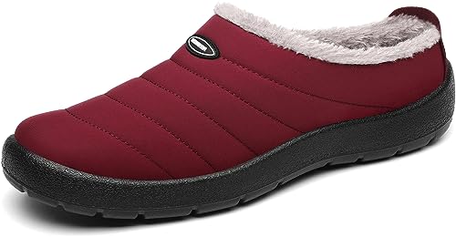 Mishansha Zapatillas de Estar por Casa Mujer Invierno Zapatos de Casa con Cómodas Forro de Cálidas - Suela Antideslizante para Exterior e Interior,Cerezo Rojo,39EU