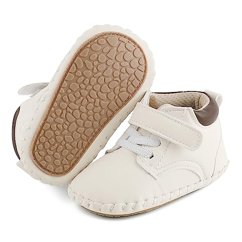 MK MATT KEELY Zapatillas Bebé Niños Zapatos Primeros Pasos Botas de Vestir con Suela Antideslizante,Blanco,6-12 Meses