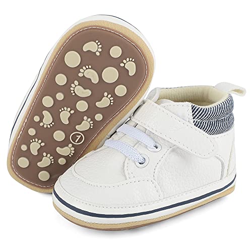 MK MATT KEELY Zapatillas para Bebé Niña Niños Primeros Pasos Zapatillas Antideslizantes de Cuero Suave de PU,Blanco2,6-12 Meses