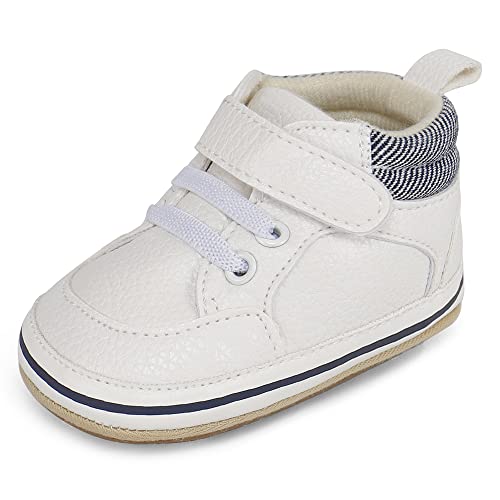 MK MATT KEELY Zapatillas para Bebé Niña Niños Primeros Pasos Zapatillas Antideslizantes de Cuero Suave de PU,Blanco2,6-12 Meses