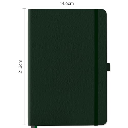 Mlife Cuaderno Cuadriculado A5,Libreta con 200 páginas,Papel grueso de 100g/m² resistente a la tinta,Bolsillo interior,Banda elástica,Cuadernos A5 Cuadriculados&Ibreta Cuadriculada(Verde)