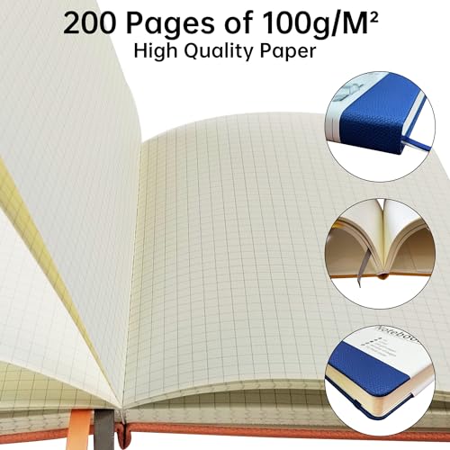 Mlife Cuaderno Cuadriculado A5,Libreta con 200 páginas,Papel grueso de 100g/m² resistente a la tinta,Bolsillo interior,Banda elástica,Cuadernos A5 Cuadriculados&Ibreta Cuadriculada(Verde)