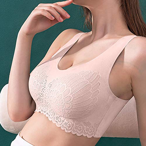 MMOOVV Sujetador sin costuras, sin aros, push-up, sin cables, para yoga, bralette, parte superior transpirable, para deporte, correr, yoga, saltar, fitness Rosa. XL