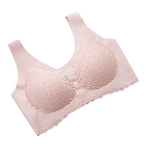 MMOOVV Sujetador sin costuras, sin aros, push-up, sin cables, para yoga, bralette, parte superior transpirable, para deporte, correr, yoga, saltar, fitness Rosa. XL