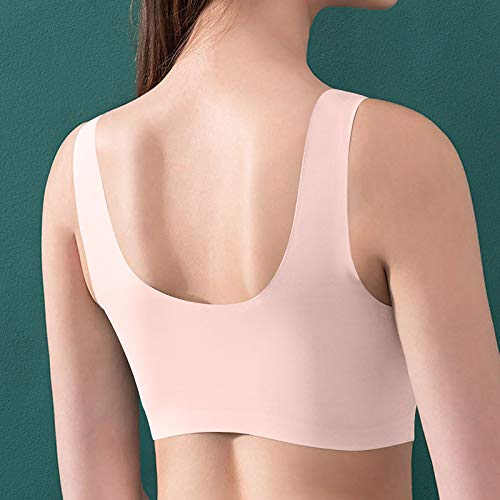 MMOOVV Sujetador sin costuras, sin aros, push-up, sin cables, para yoga, bralette, parte superior transpirable, para deporte, correr, yoga, saltar, fitness Rosa. XL