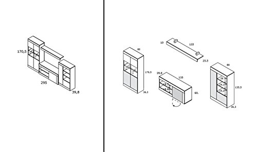 MOBELCENTER - Mueble Salón Logan 004 - Blanco y Cambrian - 295 x 39,8 x 170,5 cm (0563)