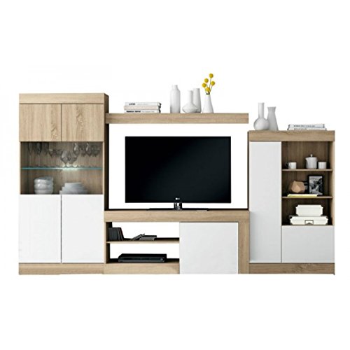 MOBELCENTER - Mueble Salón Logan 004 - Blanco y Cambrian - 295 x 39,8 x 170,5 cm (0563)