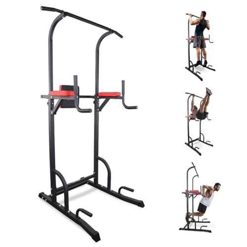 Mobiclinic® Fitness, Estación de Fondos, MultiFit, Altura y Respaldo Regulables, Power Tower Dip Station, Marca española, Torre Multifuncional, Resistente, hasta 200 kg, Gimnasio en casa, Pull-up