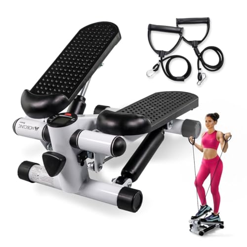 Mobiclinic® Fitness, Stepper Fitness, 2 en 1, Step Plus, Cuerdas de Resistencia, Multifunción, Brazos y Piernas, Pantalla LCD, Carga 120 KG, Compacto, Gym en casa, Resistencia y Altura Ajustable