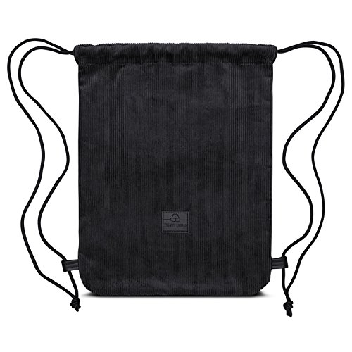 Mochila Cordónes Antracita Negro - JOHNNY URBAN Bolsa de Pana con Bolsillo para Hombre, Mujer, Niños y Adolescentes - Mochilas Cordón de Gimnasio - Bolsa Deporte de Pana y Cuero Vegano