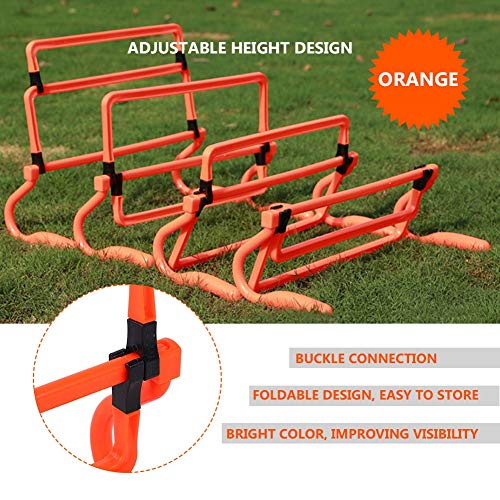 Mokernali Obstáculos de Entrenamiento,Vallas de Entrenamiento,Conjunto de 5 Vallas Ajustables para Entrenamiento de Fútbol y Agilidad,Equipo de Entrenamiento de Velocidad en Color Naranja