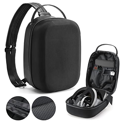 MoKo Funda de Transporte Compatible con Playstation VR2 y Accesorios, Estuche Duro Portátil para Auriculares PS VR2 Mandos Sense, Bolsa Rígida Antigolpes Mochila Protectora Bandolera con Bolsillos