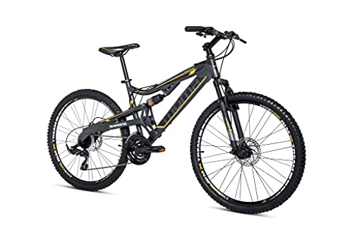 Moma Bikes Bicicleta Montaña Equinox5.0 26", Aluminio, SHIMANO 24v, Doble Freno Disco, Doble Suspensión (Varias Tallas)