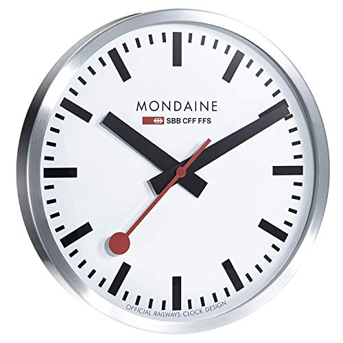 Mondaine Reloj Pared Moderno en Color Plata, A995.Clock.16SBB, 40 CM