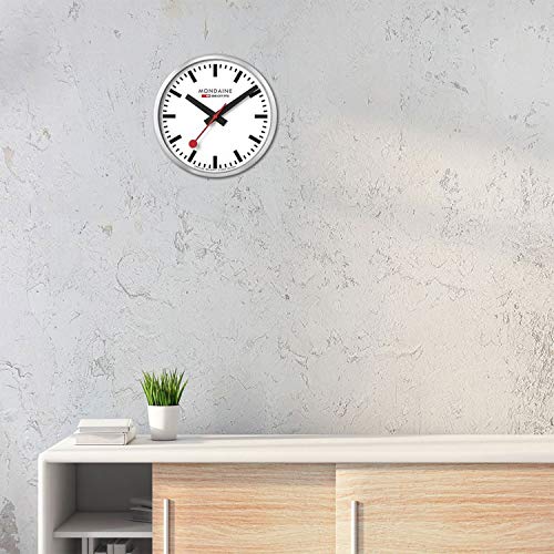 Mondaine Reloj Pared Moderno en Color Plata, A995.Clock.16SBB, 40 CM