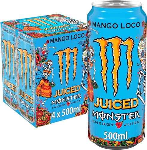 Monster Bebida Energética Mango Loco, Pack 4 latas 500ml