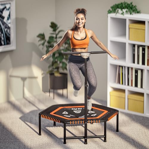 Monzana Trampolín Fitness Cama Elástica Interior Altura Ajustable Ø 120cm Entrenamiento Deporte Gimnasia