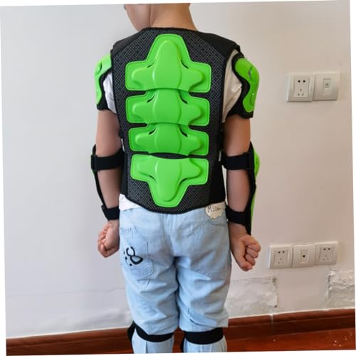 Motocicleta Cuerpo Armadura Set, Niños Armadura de cuerpo completo, Moto Motocross Equipo de Protección 5-13 Años Chaquetas de moto con rodilleras y coderas para la actividad al aire libre, Verde