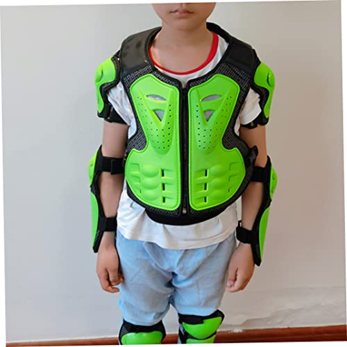 Motocicleta Cuerpo Armadura Set, Niños Armadura de cuerpo completo, Moto Motocross Equipo de Protección 5-13 Años Chaquetas de moto con rodilleras y coderas para la actividad al aire libre, Verde