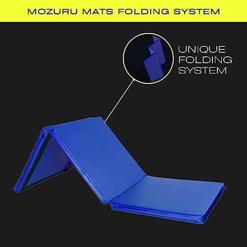 MOZURU Colchoneta Yoga Gimnasia Fitness - plegable multifuncional - 180cm x 120cm x 5cm - Resistente Antideslizante - fácil de limpiar y almacenar - color azul