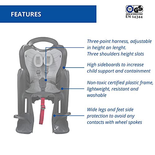 Mr Fox 2021 - Asiento Posterior Reclinable de bibicleta - cojín y Respaldo de Polipiel - para niños de hasta 22 kg, de 3 a 8 años - Se Fija al Portaequipaje - Negro