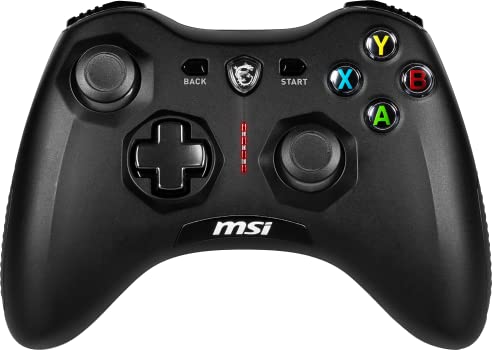 MSI FORCE GC30 V2 Controlador Gamepad Inalámbrico para PC - 2.4 GHz, Batería 600mAh Li-ion, Cubiertas D-Pad Intercambiables, 2 Motores de Vibración, USB 2.0 - Con Cable/Inalámbrico